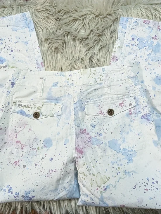 Anthropologie White Canvas Tote with Multicolor Paint Splatters - Picture 4 of 8